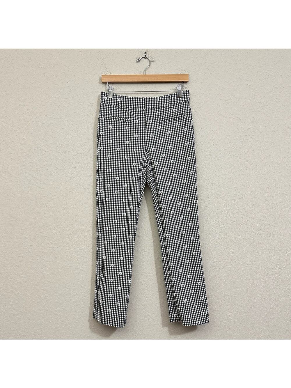 MAEVE ANTHROPOLOGIE The Essential Kick Flare Pants Black White Gingham